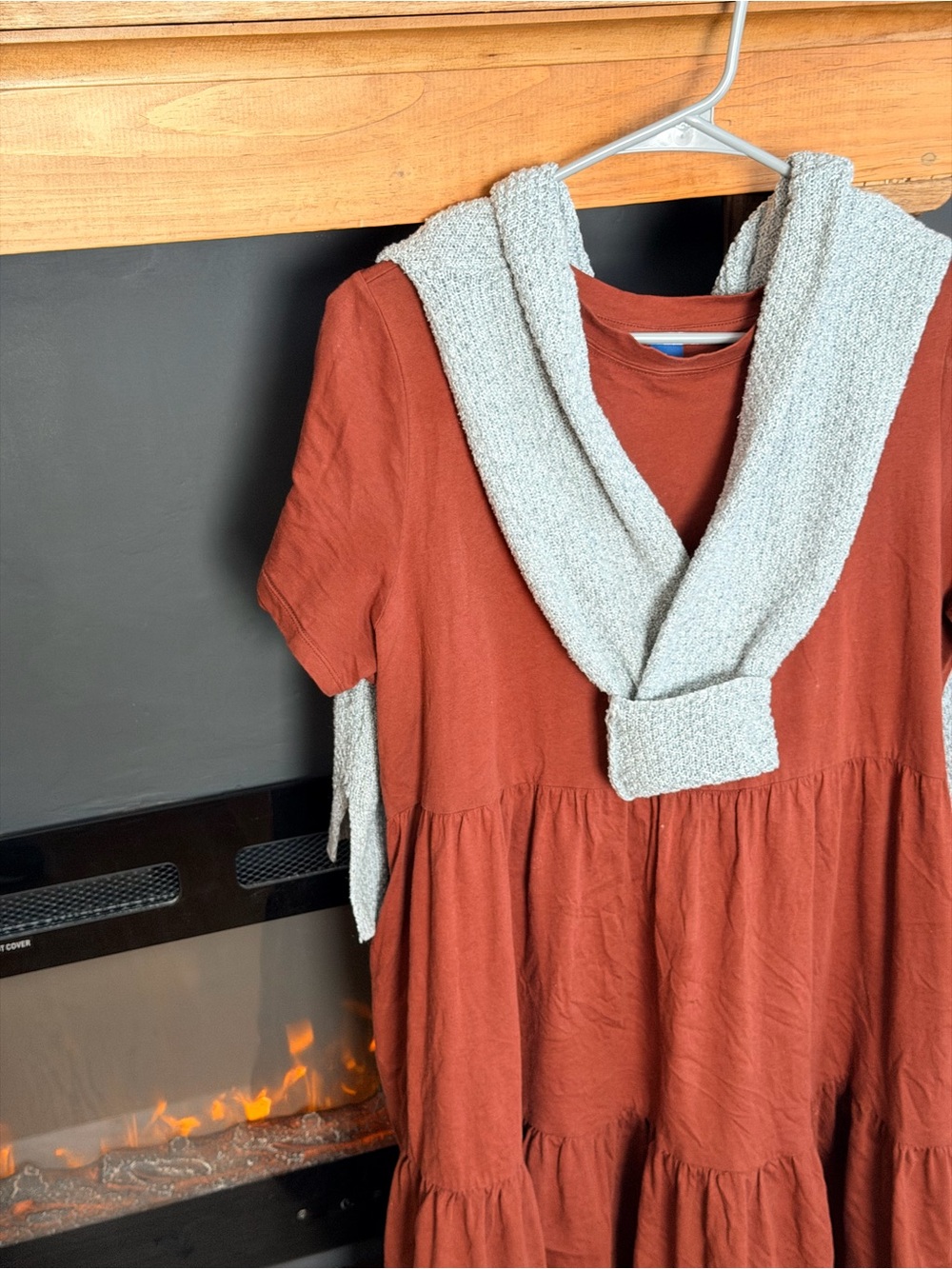 Women's Rust Tiered Short-Sleeve Dress
